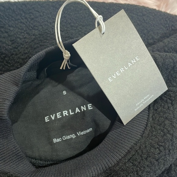 NWT Everlane Teddy Crew Neck Black Sherpa Sweatshirt Oversized Sweatshirt - Picture 3 of 8